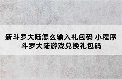 新斗罗大陆怎么输入礼包码 小程序斗罗大陆游戏兑换礼包码